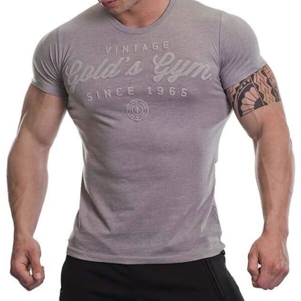 Golds Gym T-Shirt Vintage Embossed grey